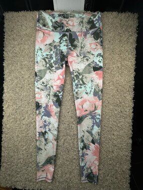 Fabletics Women’s Leggings Pants Small Colorful Floral Stretch Yoga Athletic